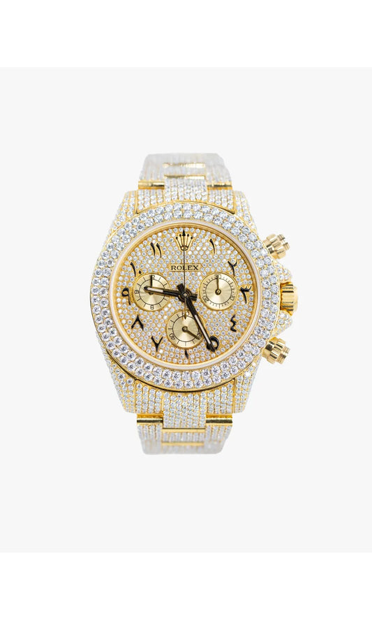 40mm Yellow Rolex Daytona Iced Out Rolex Daytona