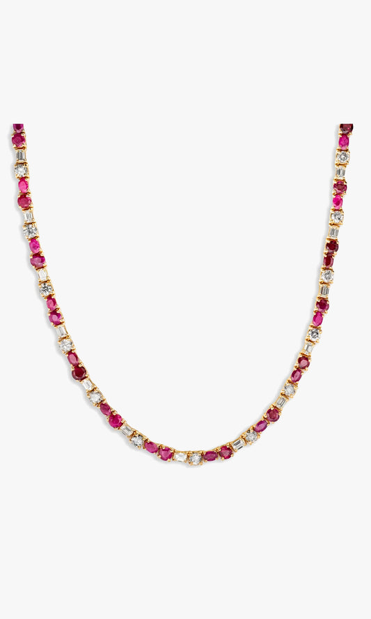 Tennis Chain With Pink Sapphires and Emeralds