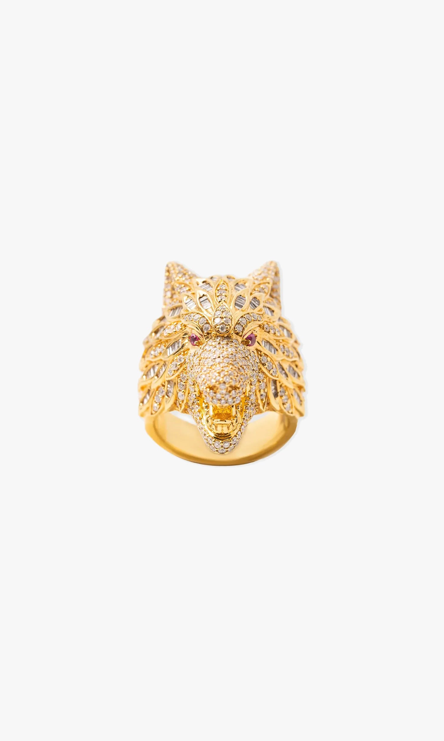 Wolf Ring With Diamonds and baguettes