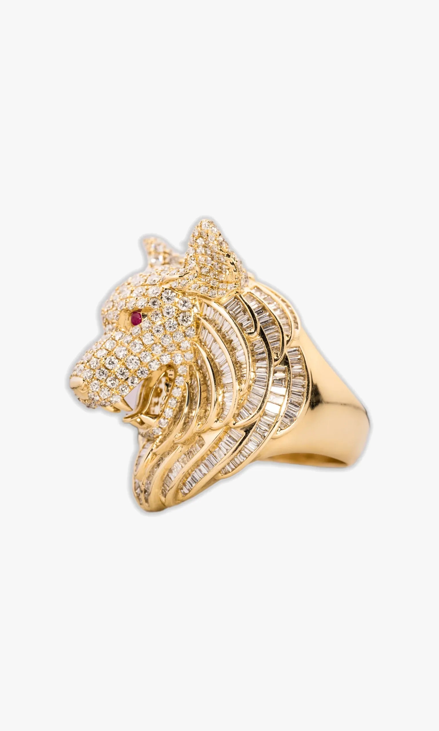 Wolf Ring With Diamonds