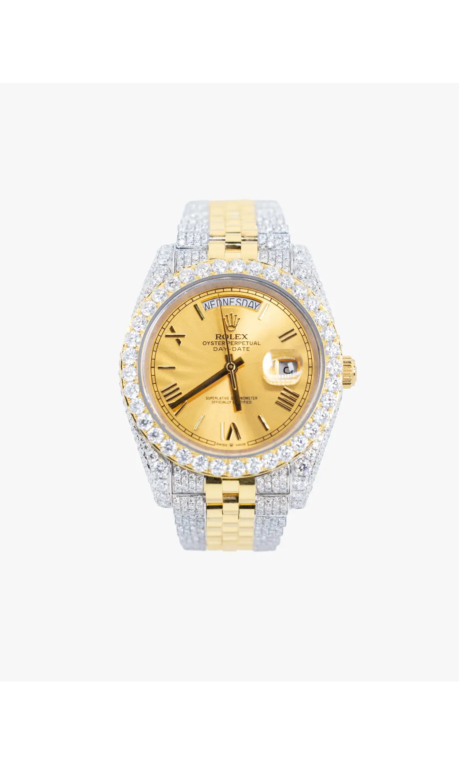 Iced Out Roman Numeral Diamond Dial Jubilee Bracelet Men’s Watch Hip Hop Diamonds Watch Yellow Gold PlatedFinished Men’s Watches