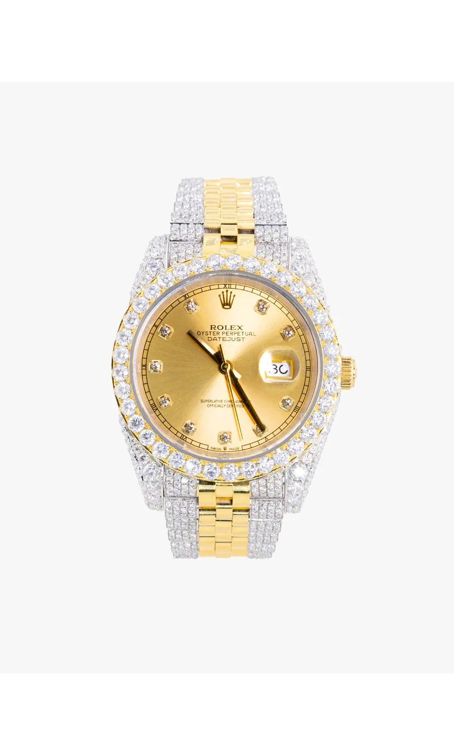 Lavish Round Dial VVS Moissanite Stainless Steel Watch Hip Hop Iced Out Bust Down Personalized Luxury Watch